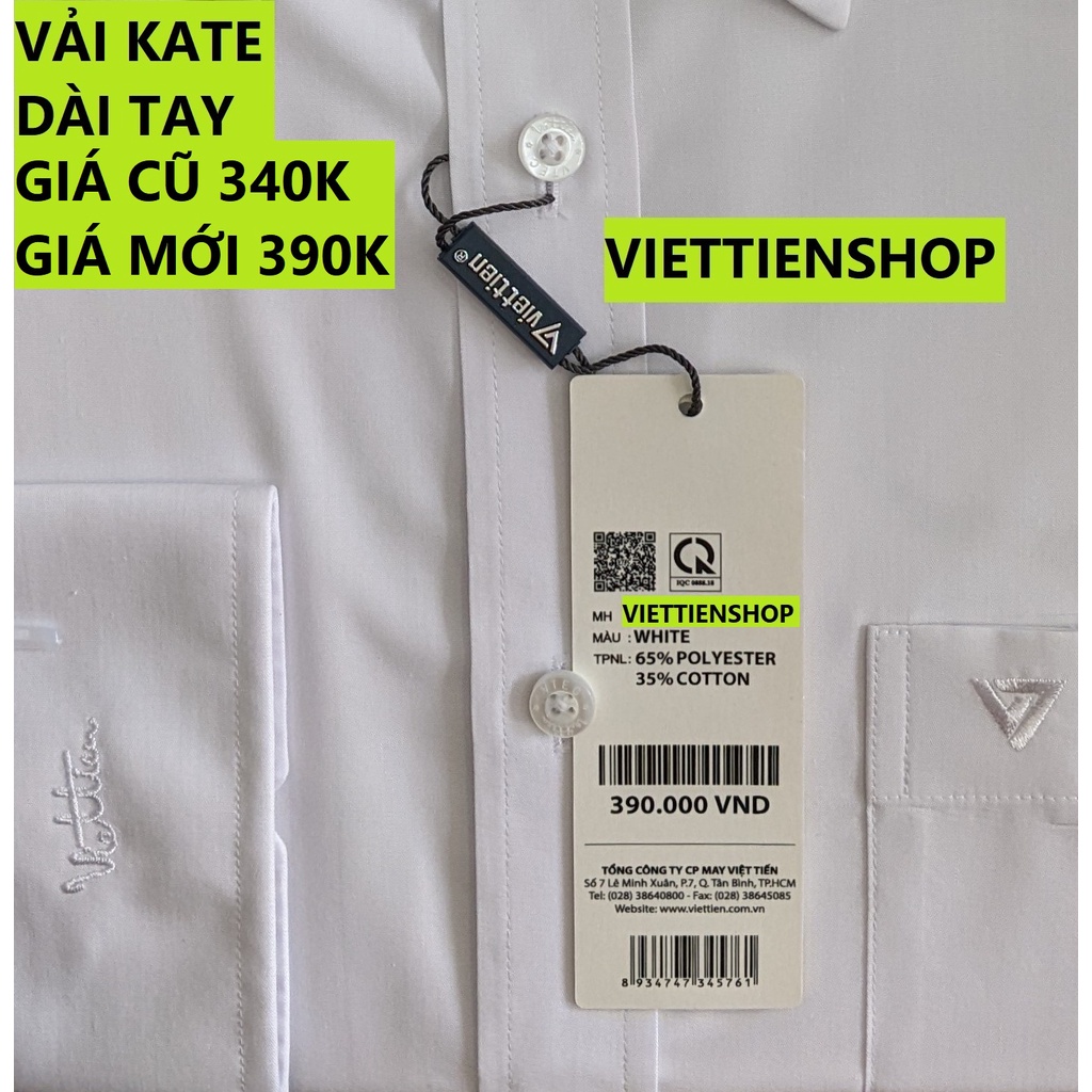ÁO SƠ MI VIỆT TIẾN NGẮN TAY VÀ DÀI TAY MÀU TRẮNG