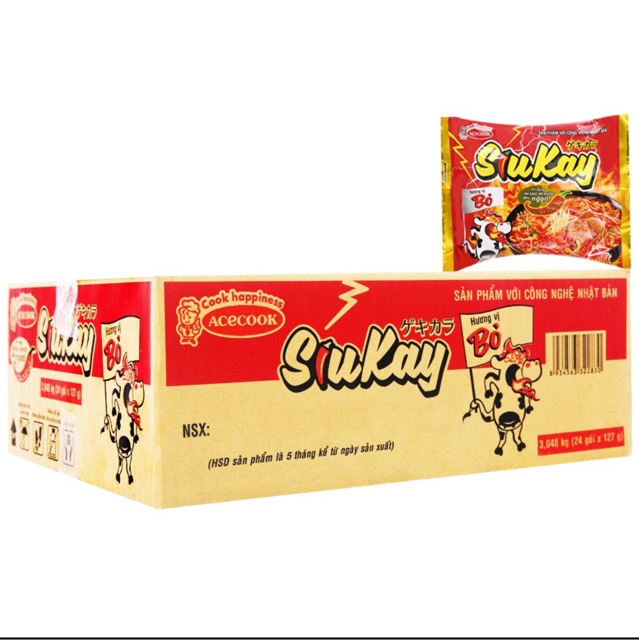 1 GÓI MÌ SIUKAY ACECOOK- MỲ CAY 7 CẤP ĐỘ GÓI 128G
