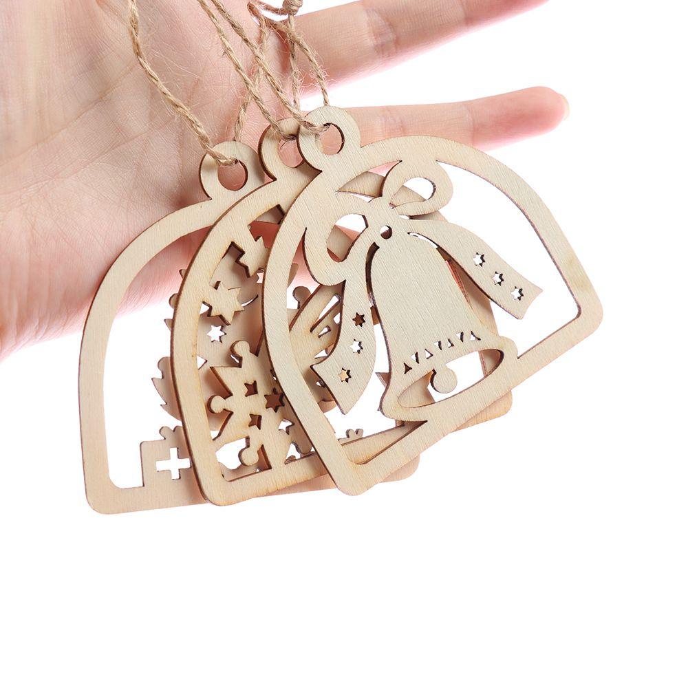 MUVAKO Set 10 Phụ Kiện Chuông Treo Trang Trí Giáng Sinh Bằng Gỗ