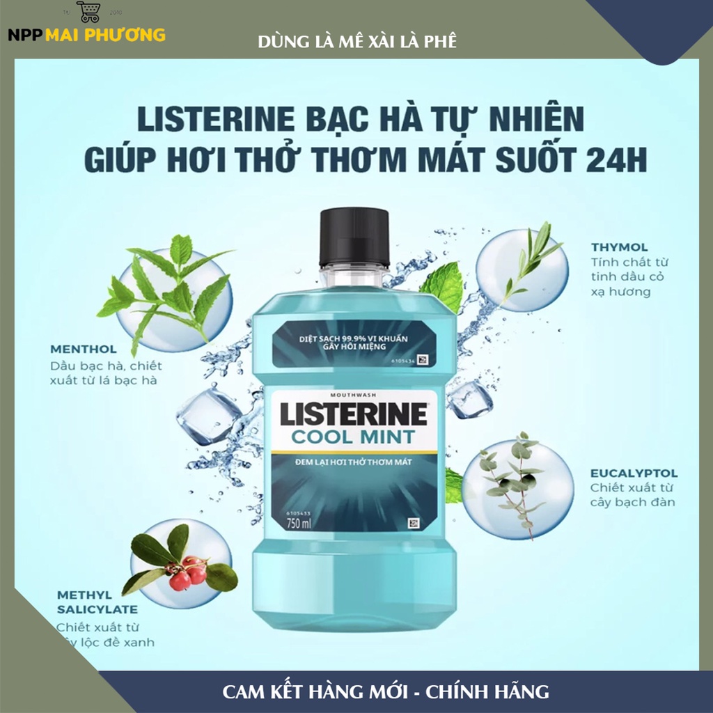 Nước súc miệng Listerine Cool Mint 750ml