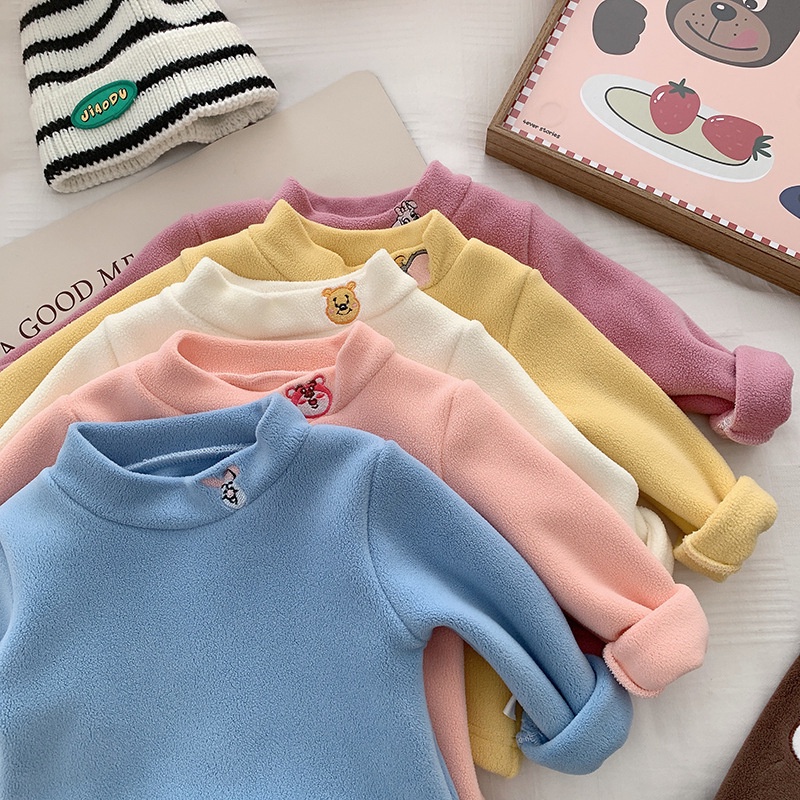 Áo giữ nhiệt cổ 3 phân cho bé, áo giữ nhiệt chất liệu nỉ nhung dày ấm