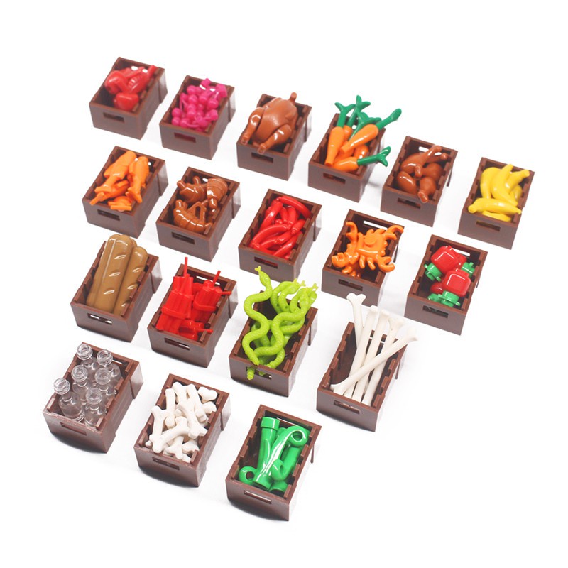 Bộ Đồ Chơi  Xếp Hình Trái Cây Bánh Mì Rau Củ Quả Ăn Món Tráng Miệng