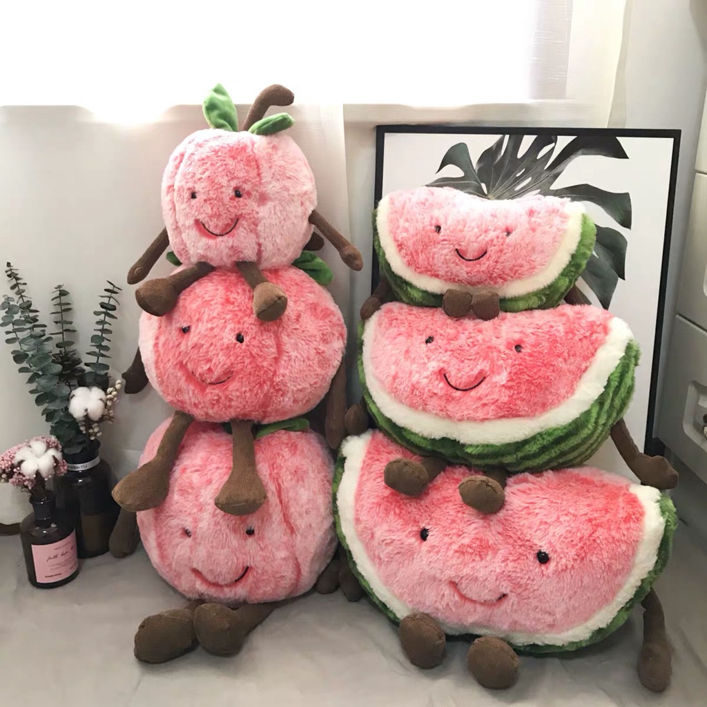 Gối ôm nhồi bông siêu mềm hình quả cherry đáng yêu Dưa hấu gối Gối gối hình dưa hấu Một con búp bê