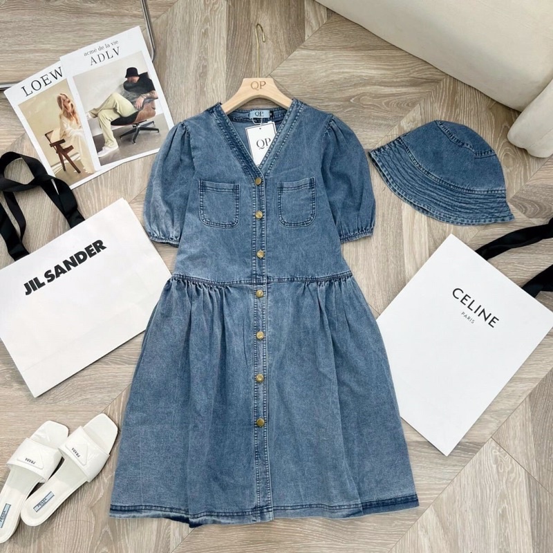 Váy bò baby doll kèm mũ