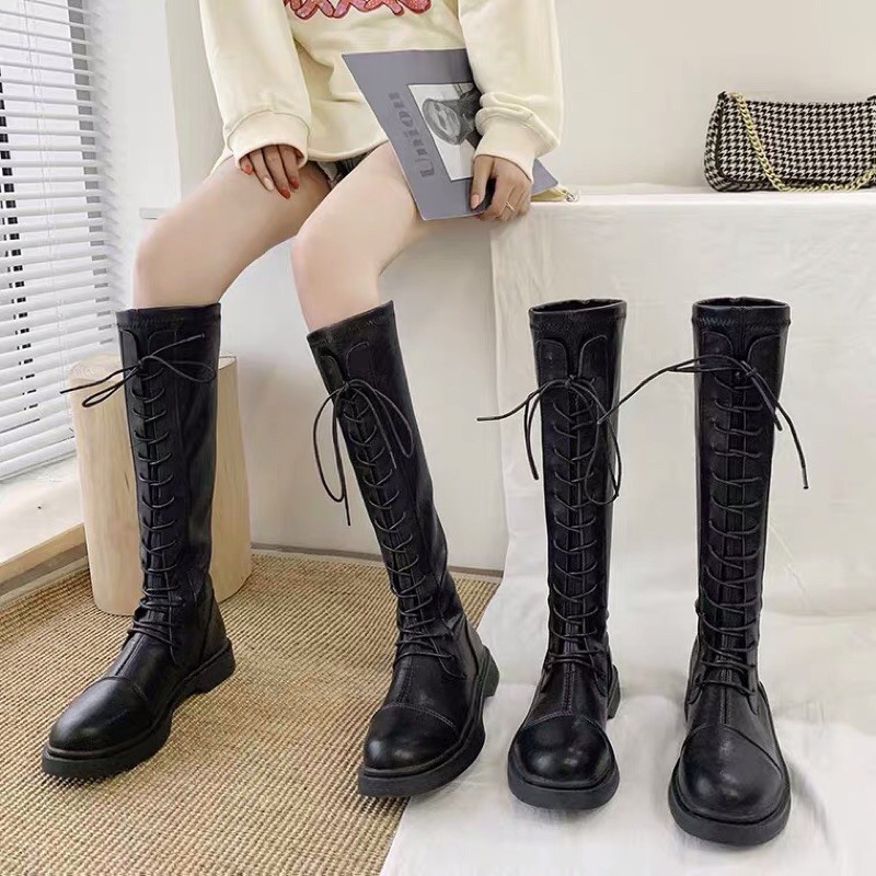 (Sẵn 36 38 39)🔥Boots đùi nữ đan dây cao ôm chân sang chảnh - 2 ảnh thật cuối | BigBuy360 - bigbuy360.vn