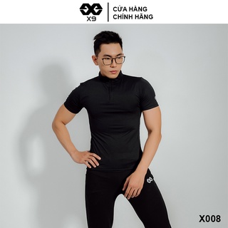 Áo Thun Nam Ngắn Tay Có Cổ Trụ - Thương Hiệu X9 - Giữ Nhiệt Tập Gym Chạy Bộ Yoga Golf Tennis - X008