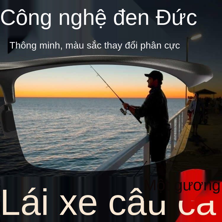 chụp cá phân cực thay đổi màu sắc kính độ nét cao của người đàn ông đi câu dưới nước lái xe râm đặc biệt