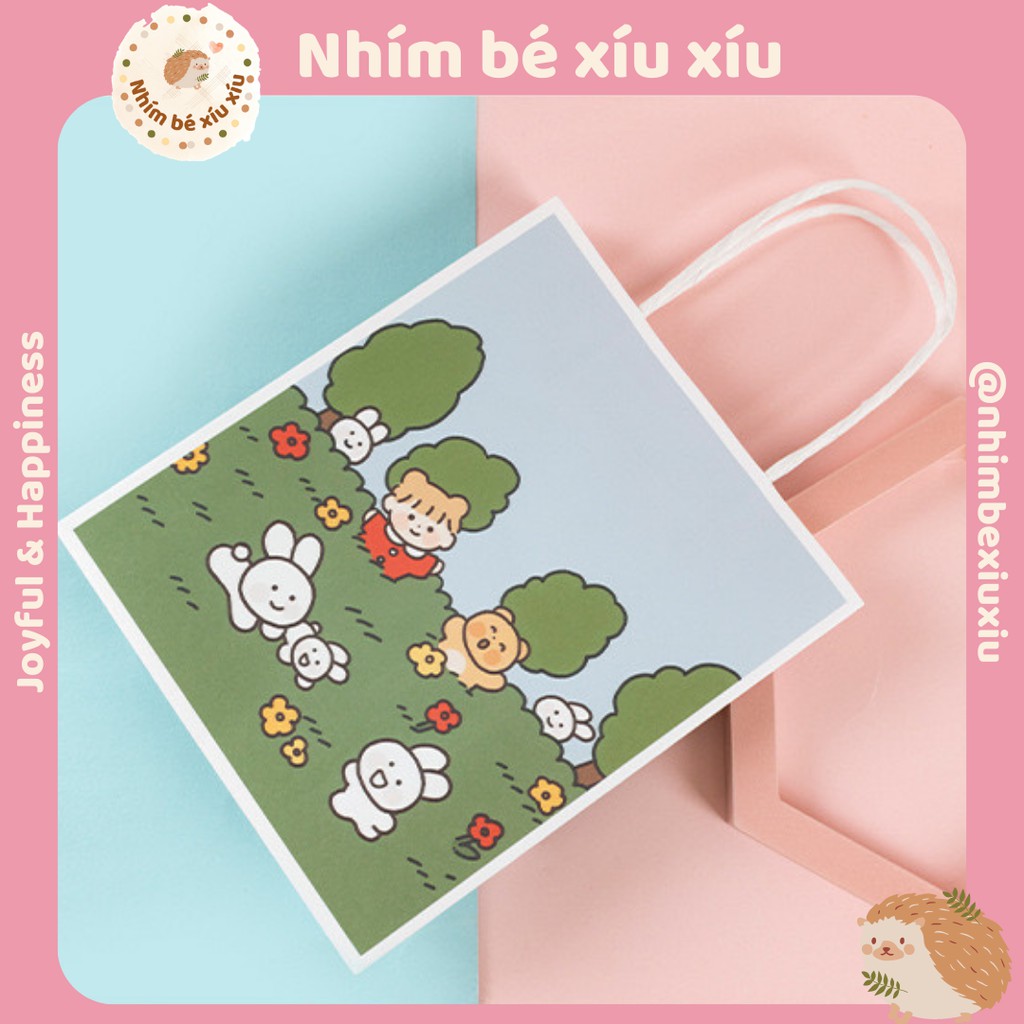 Túi giấy đựng quà tặng có quai xách Mira Girl/Gấu Thỏ 18*21*8 cm VT54 | BigBuy360 - bigbuy360.vn