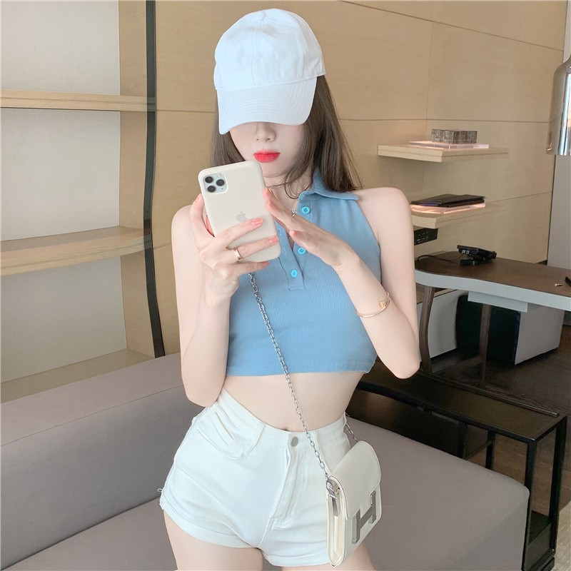 [Kèm Video SP] Áo Ba Lỗ Nữ Thun Tăm Cổ Polo Dáng Croptop Nữ Cao Cấp Cá Tính Thời Trang Trẻ Trung Sugal TOP NU SG 032V2