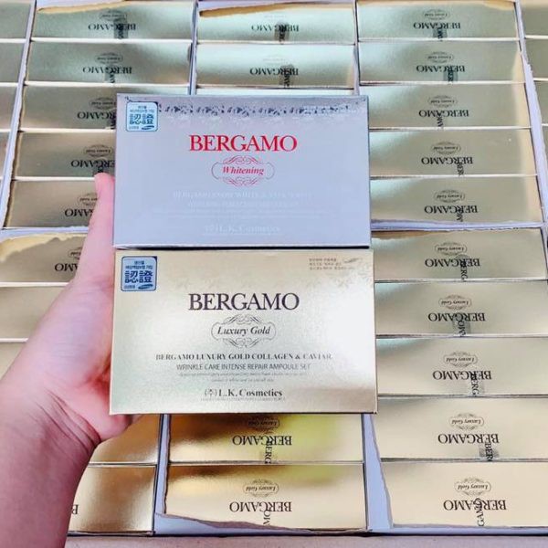 SET 4 CHAI TINH CHẤT DƯỠNG DA BERGAMO LUXURY GOLD COLLAGEN SERUM (Vàng) & Whitening (Trắng)