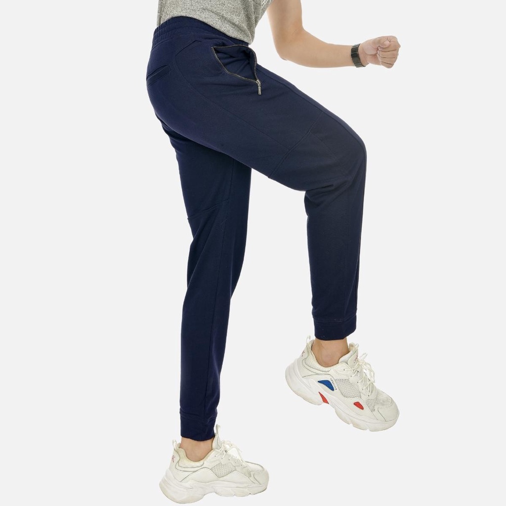 Quần jogger nam CIZA thể thao cao cấp ống suông có khoá túi size S M L XL màu navy QGDS10