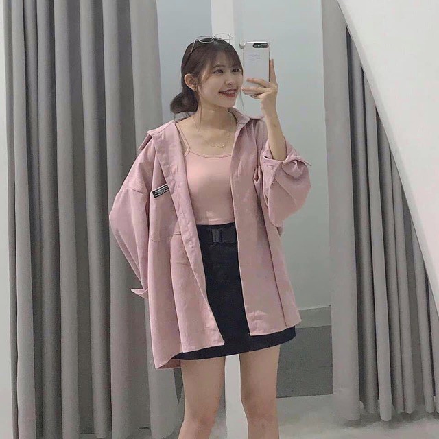 Áo khoác kaki nữ 💖FREESHIP💖 Áo khoác nữ form đẹp màu hồng dễ thương hot trend