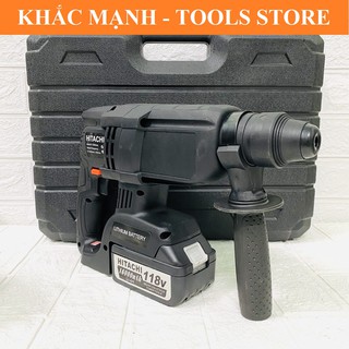 Máy Khoan Bê Tông Pin HITACHI 199V Không Chổi Than, Mô Tơ Lõi Đồng 100%