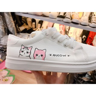 Giày sneaker đế bằng sticker Meow