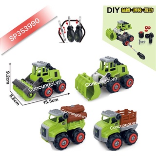 Đồ chơi xe công trình nông nghiệp trớn 4c , ốc vít , XY01-1
