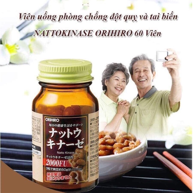Viên uống chống đột quỵ Orihiro Natto Kinase 60 viên Nhật Bản