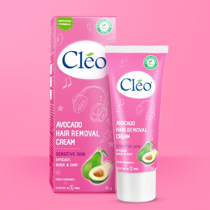 Kem tẩy lông Cleo Avocado Hair Removal Cream Sensitive Skin 50g - Dành cho da nhạy cảm