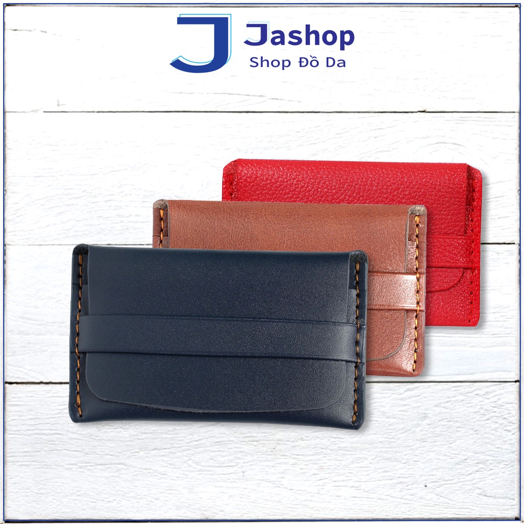 Ví mini đựng thẻ thông minh cao cấp da bò thật Jashop, card holder nam nữ nhỏ gọn