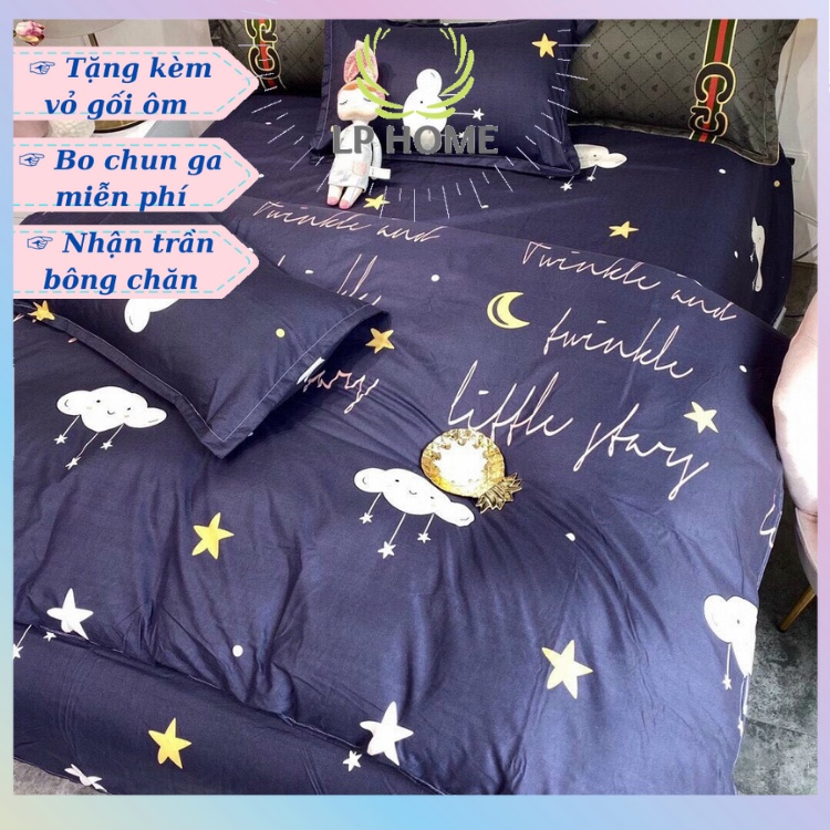Bộ chăn ga gối Poly Hàn Quốc cao cấp Mây xám sang trọng (Tặng vỏ gối ôm) - Miễn phí bo chun