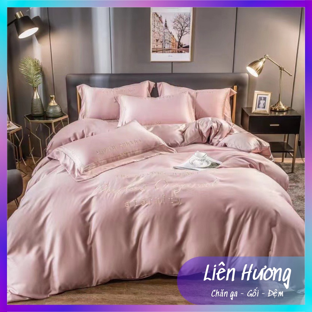Bộ chăn ga gối lụa Marlas Original nhập khẩu cao cấp, chất liệu lụa không nhăn màu trơn basic mềm mịn