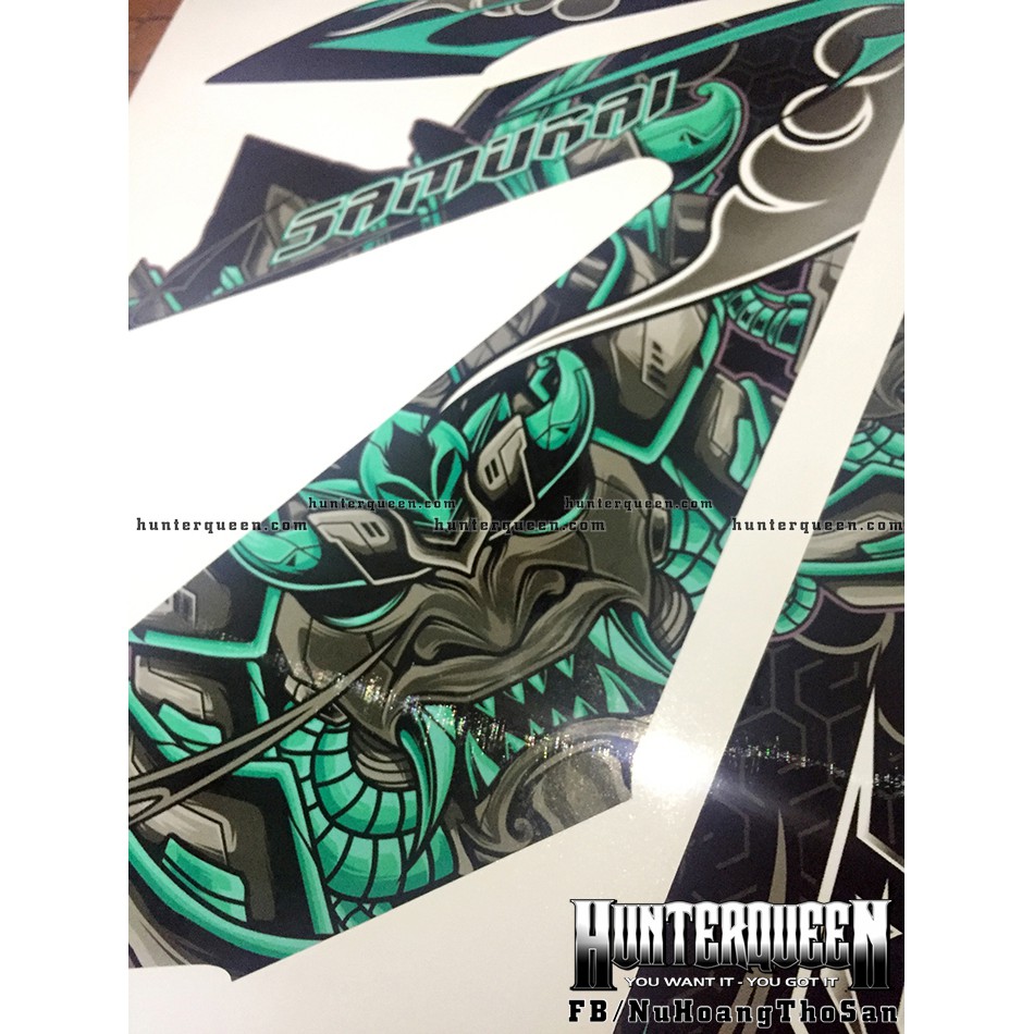 Tem rời xe RAIDER FI đen. Samurai xanh ngọc. Chỉnh sửa theo yêu cầu, mua để nhận quà. Decal chất lượng, bền đẹp