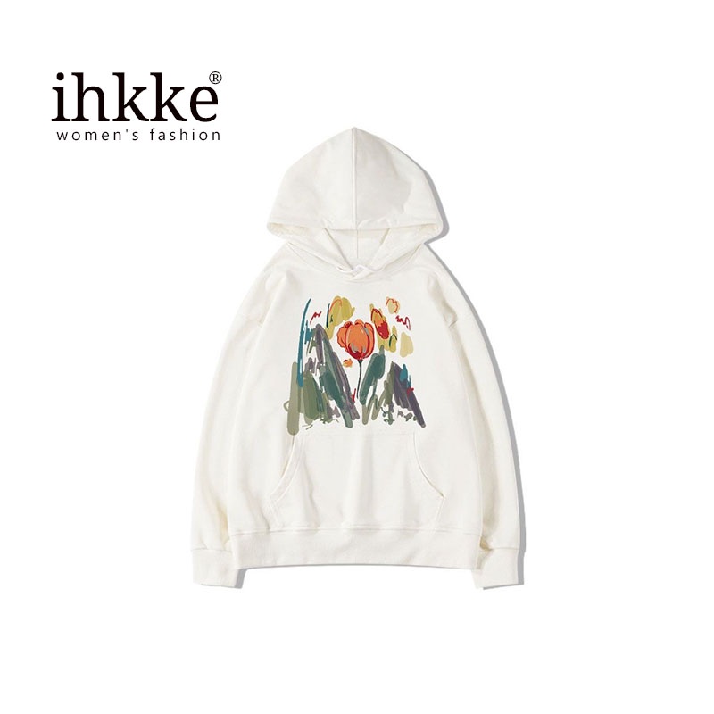 Áo hoodie Ihkke mỏng phong cách hiphop Mỹ thời trang mùa thu