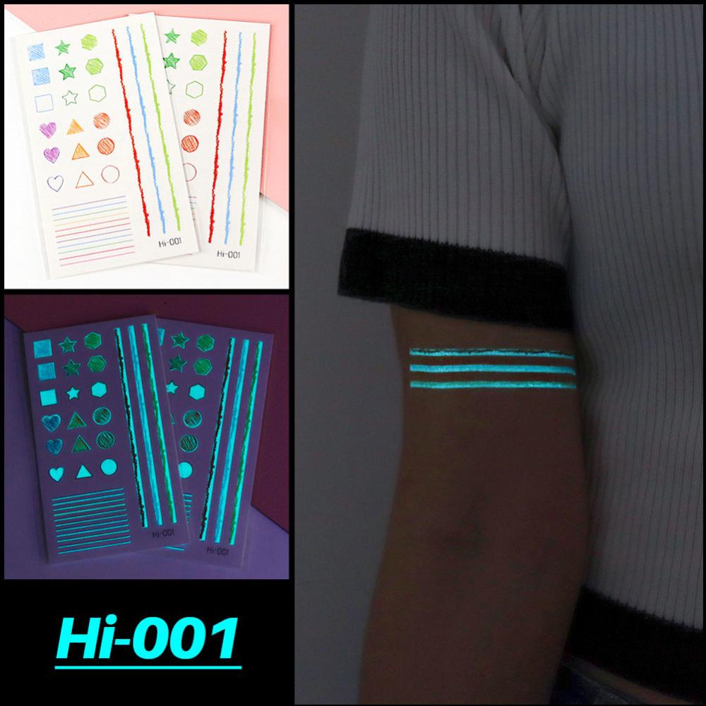 Miếng Dán Hình Xăm Chống Thấm Nước Họa Tiết Động Vật Dễ Thương Màu Xanh Dương Dạ Quang O4P2