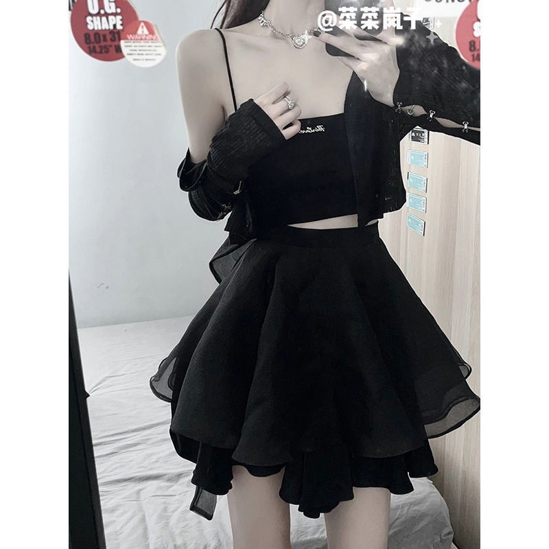 Bán Chạy!F & X Set Áo Cardigan Dệt Kim Thắt Nơ Phối Chân Váy Lưới Thời Trang Xuân Hè 2022 Cho Nữ