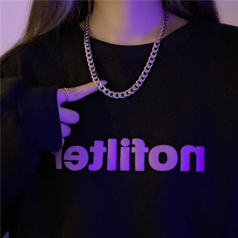 Dây Chuyền Thép Titan 19114 Phong Cách Harajuku Đường Phố Hàn Quốc Dễ Phối Đồ