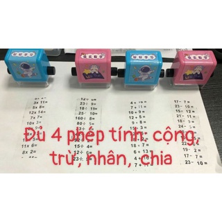 Máy in con lăn tạo phép tính Combo 4 loại CỘNG, TRỪ, NHÂN, CHIA -Con dấu toán học tạo phép tính trong phạm vi 100