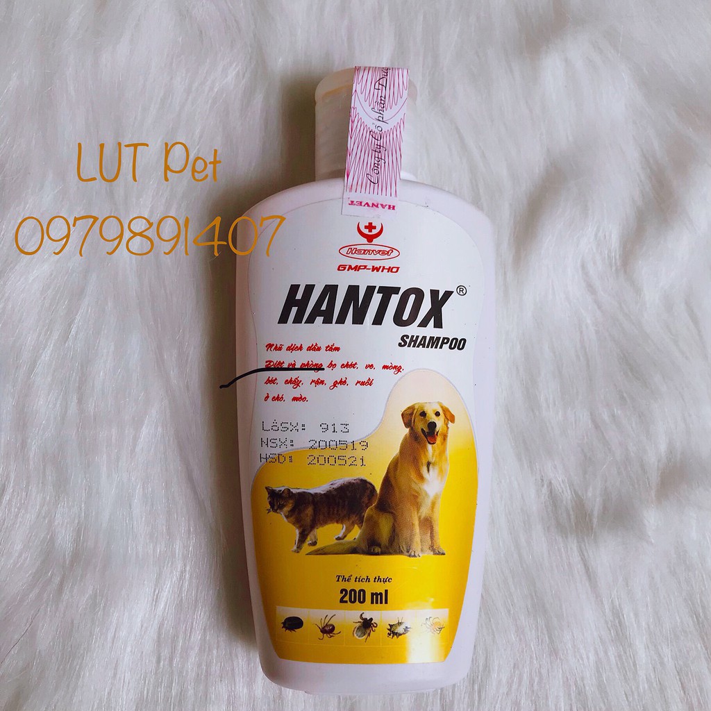 Sữa tắm hantox shampoo diệt ve rận bọ chét ghẻ chó mèo - dầu tắm diệt khuẩn ngoài da mèo cún con