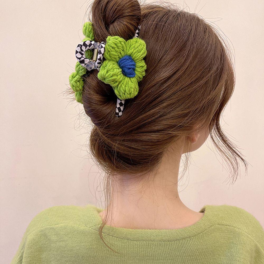 MOCHO Kẹp Tóc Hình Cá Mập Bằng Len Họa Tiết Hoa Dễ Thương Cho Bé Gái