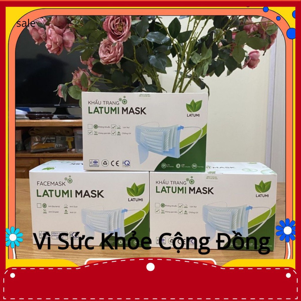 Combo 3 Hộp Khẩu Trang Y Tế 4 Lớp Kháng Khuẩn Cao Cấp LATUMI Sản Xuất Theo Tiêu Chuẩn Quốc Tế sasukenaruto