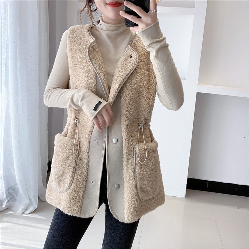 Áo khoác lông cừu một mảnh không tay thời trang 2021 2021 cho nữ | BigBuy360 - bigbuy360.vn