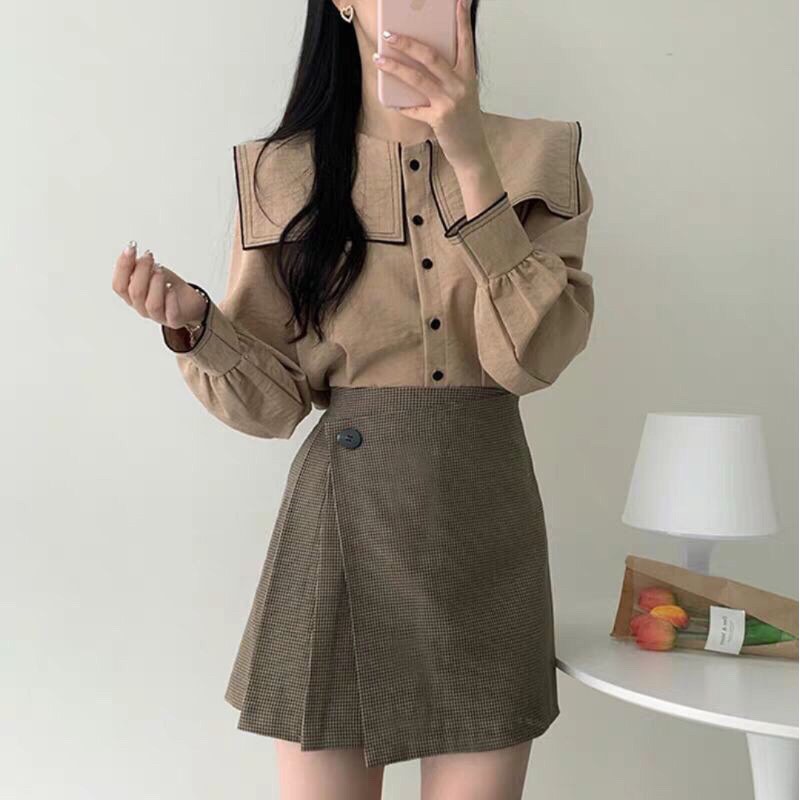 Áo kiểu thuỷ thủ vintage ảnh thật chất thô kimDesign freesize