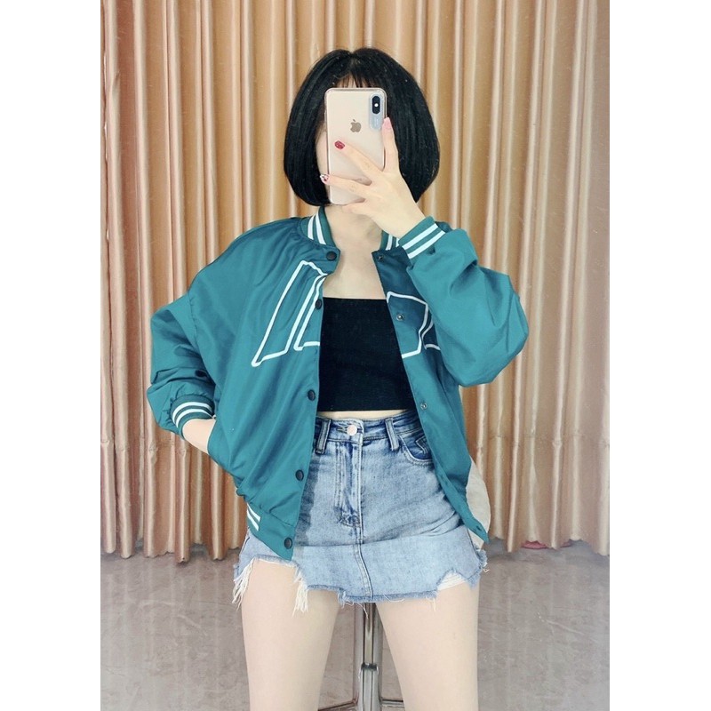 [Ảnh thật shop tự chụp]   Áo khoác bomber chất dù không nón nút cài cao cấp mã unisex dành cho nam & nữ