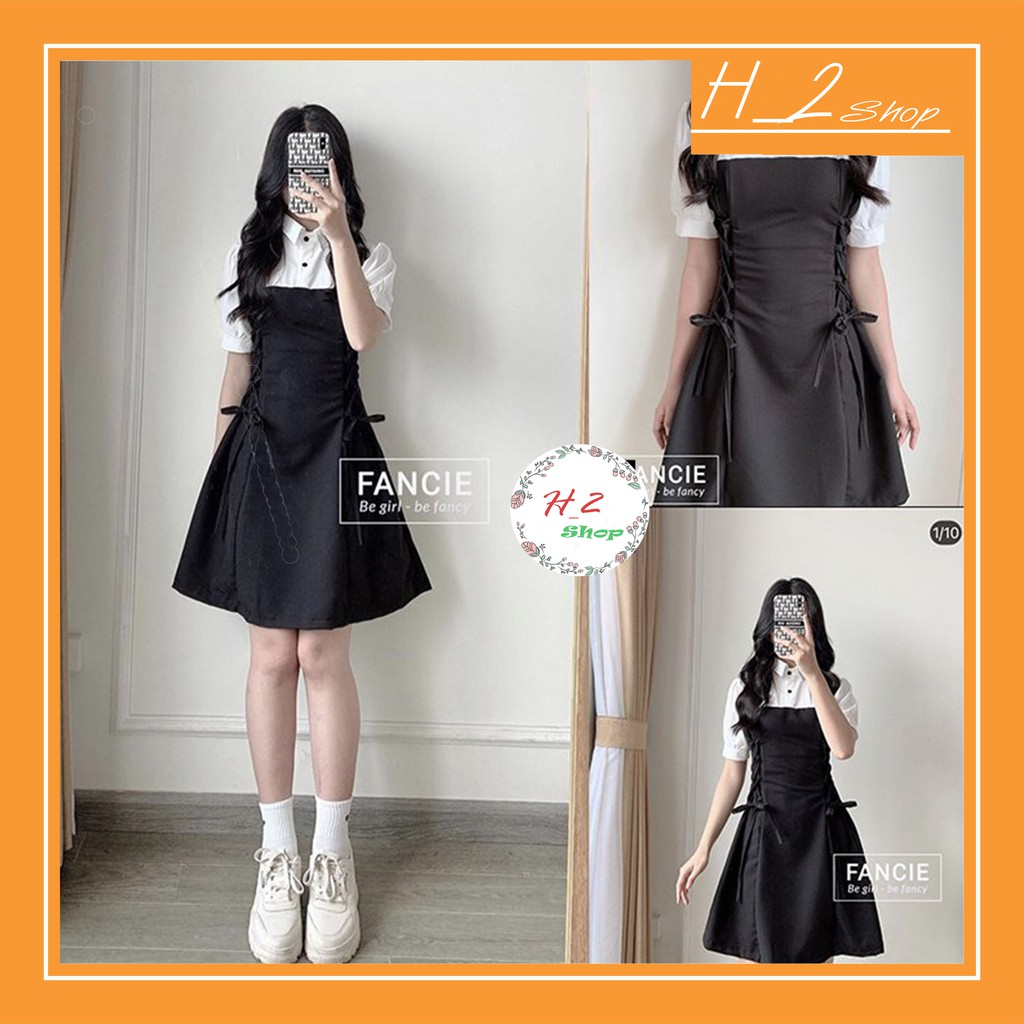 Váy Nữ  ❤️️𝐹𝑅𝐸𝐸 𝑆𝐻𝐼𝑃❤️️ Váy Cổ Trắng Đan Eo - Hàng Cao Cấp Tôn Dáng Siêu Xinh