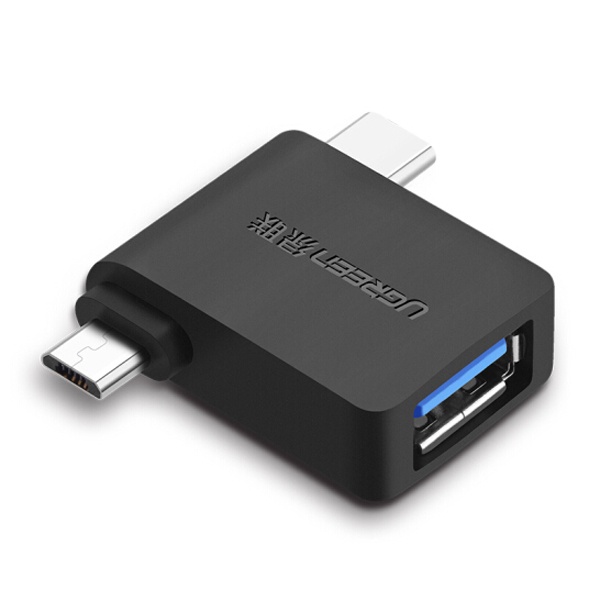 Đầu chuyển USB 3.0 UGREEN 30453 Chuyển sang Micro USB và Type C - Tốc độ truyền đến 5Gbps - Hàng phân phối chính hãng