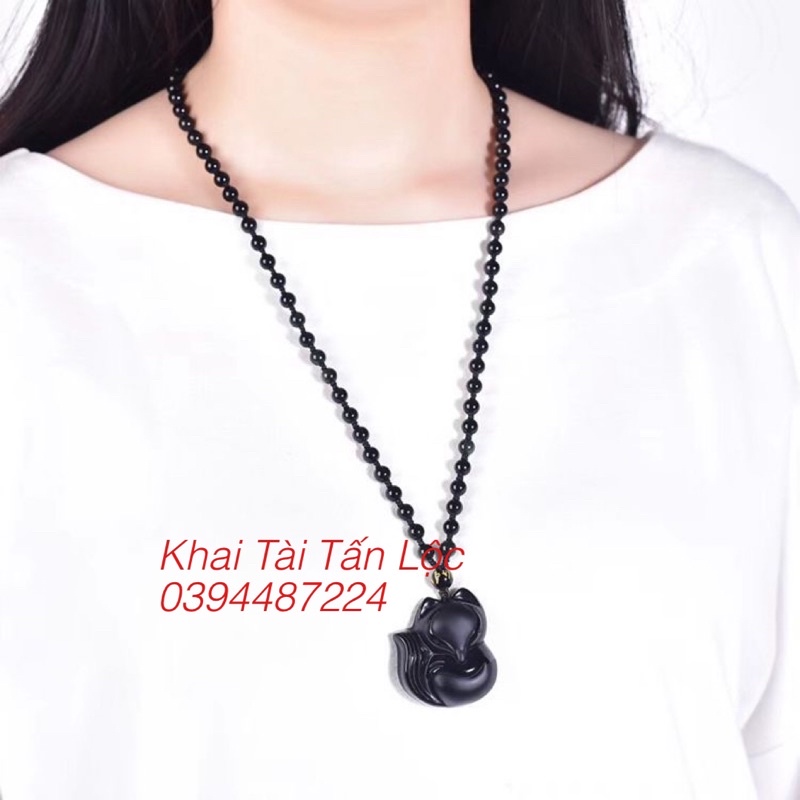 Dây chuyền hồ ly đá đen tình duyên vẹn tròn