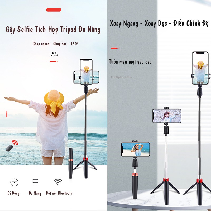 Gậy Chụp Ảnh Selfie Bluetooth Cao cấp | Tripod Selfie Y11 Mini Chụp Hình Chống Rung Điều Khiển Bluetooth Từ Xa Co