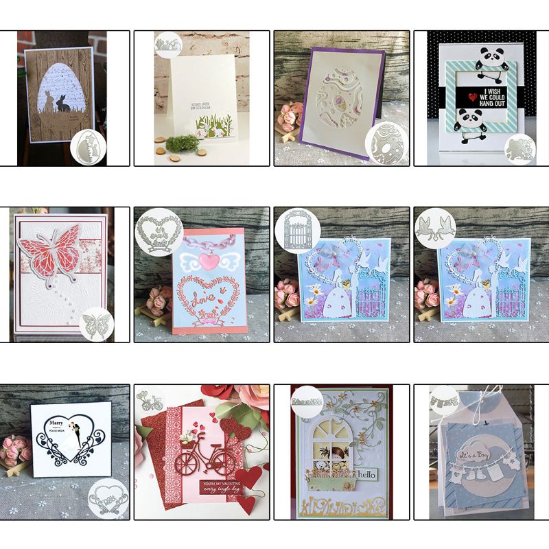Khuôn Cắt Giấy Làm Từ Kim Loại Hình Khinh Khí Cầu Trang Trí Scrapbook