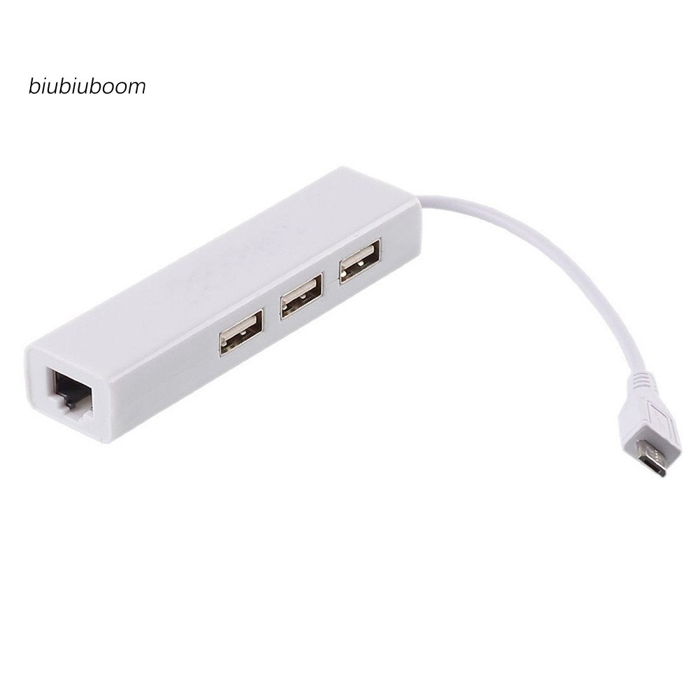 BM♠3 Port Micro USB 2.0 HUB to RJ45 Network Ethernet Adapter for Android Tablets