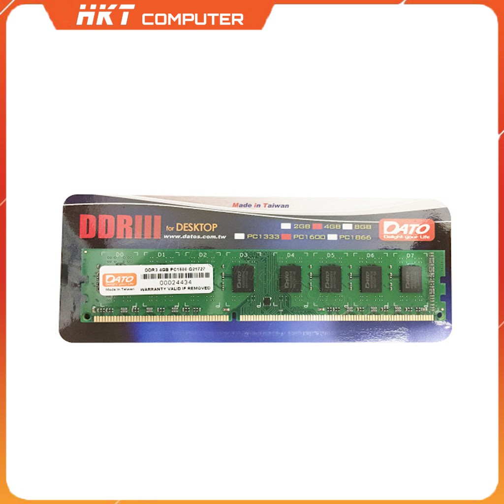 Bộ nhớ trong RAM DATO DDR3 4GB Bus 1600MHz