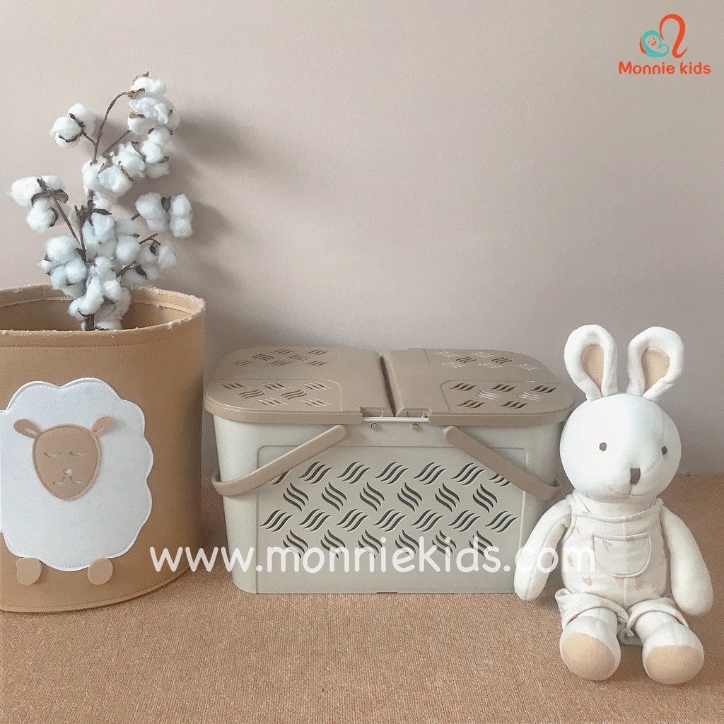 Làn nhựa đa năng cho mẹ Monmon 47x30x26cm, rỏ nhựa đa năng chắc chắn - Monnie Kids