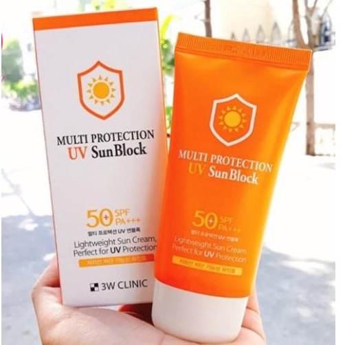 Kem Chống Nắng Trắng Da, Lên Tông, Kiềm Dầu Dành Cho Mặt Và Toàn Thân Multi Protection Uv Sun Block 3W Clinic Hàn 70ml