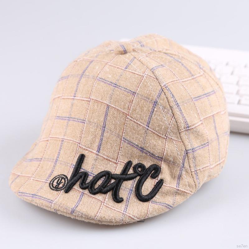 Mũ Nồi Hoạ Tiết Sọc Ca Rô Phong Cách Retro Cho Bé 2-5 Tuổi