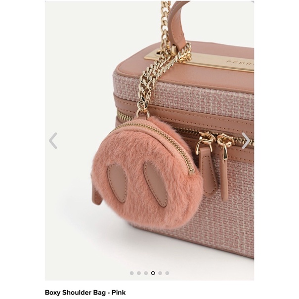 Túi hộp cốp trống Pedro boxy tweed kèm ví lông siêu xinh
