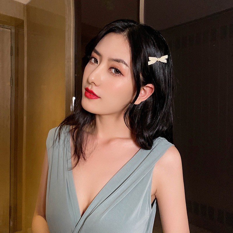 Kẹp Tóc Nữ Nơ đính hạt phong cách Hàn Quốc  xinh xắn điệu đà cho nữ mã L19B