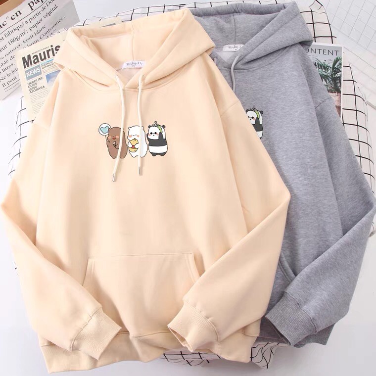 Áo Hoodie ba chú gấu, Áo nỉ Unisex from rộng, Chất nỉ ấm mặc không xù, thiết kế phong cách - MODY
