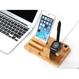 Giá đỡ apple watch, iPhone,iPad chất liệu tre